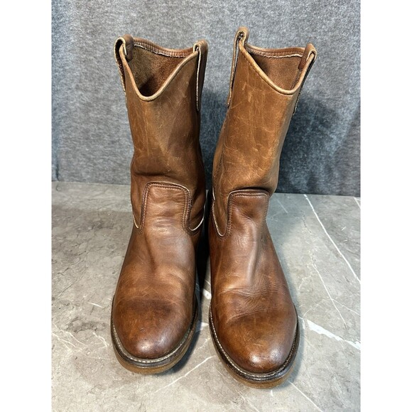 VTG Red Wing Pecos Western Work Boots  Mens 11.5 B Brown Leather Pull On USA main image 11